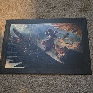 The Witcher Fantasy Warrior Art Print with Black Frame